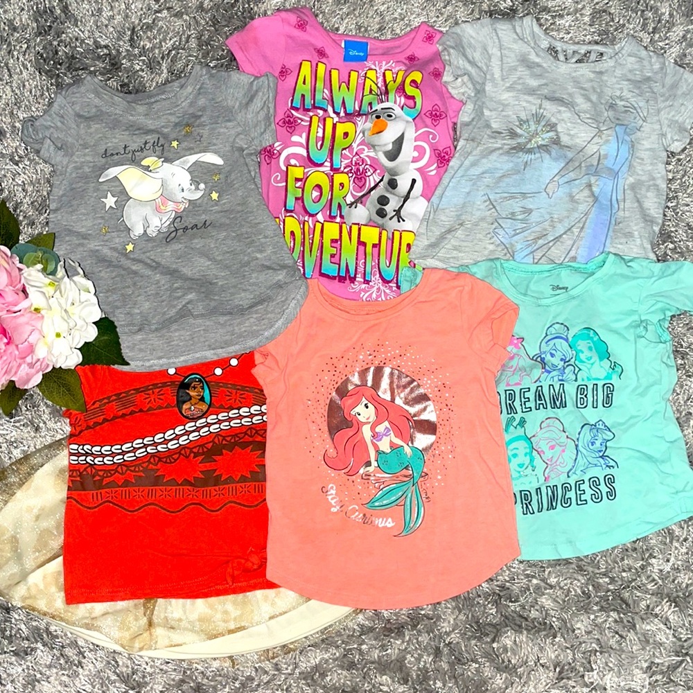Lot of girls Disney tshirts size 2T Frozen Moana Olaf Dumbo